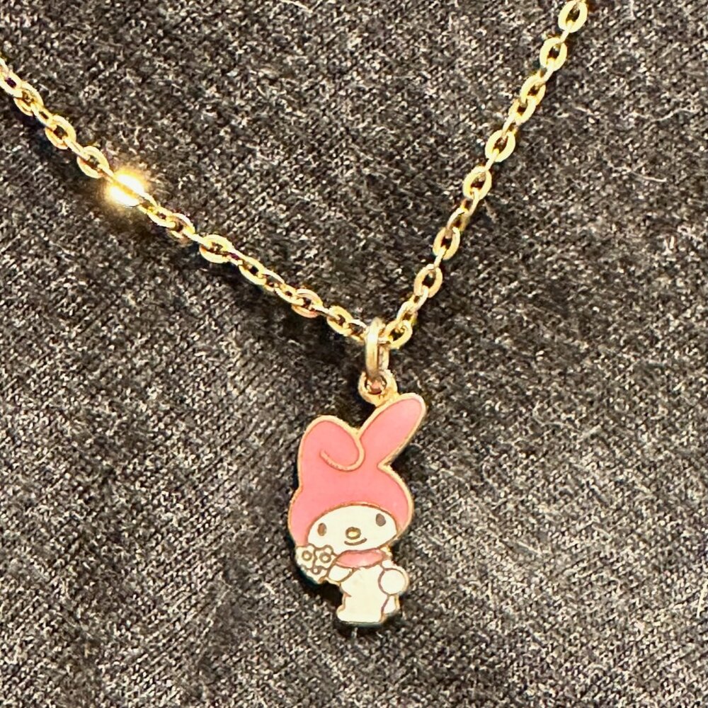 Vintage Sanrio MY MELODY pink Vintage charm necklace c1976